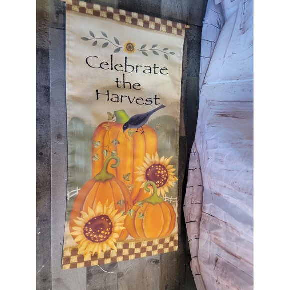 Celebrate the harvest pumpkin sunflower crow fall banner flag decor - Picture 1 of 3
